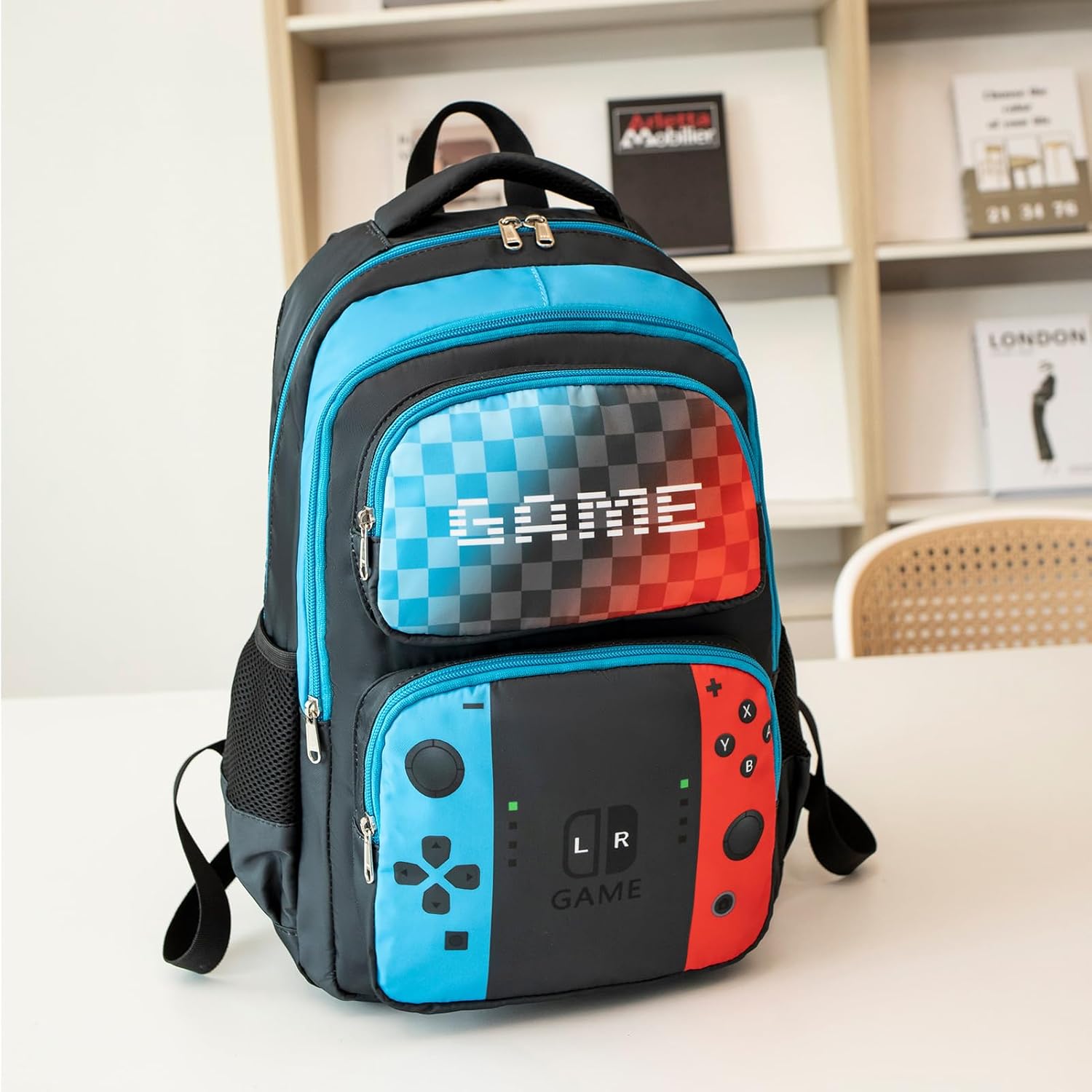 Octsky Boys School Backpack with Lunch Box – Blue Gaming Backpack for Kids