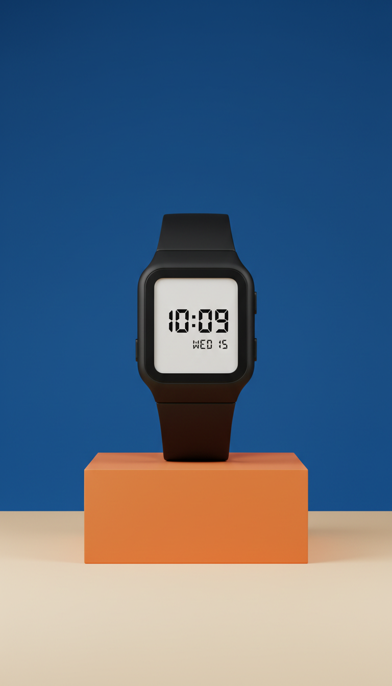 Modern digital watch in ink black