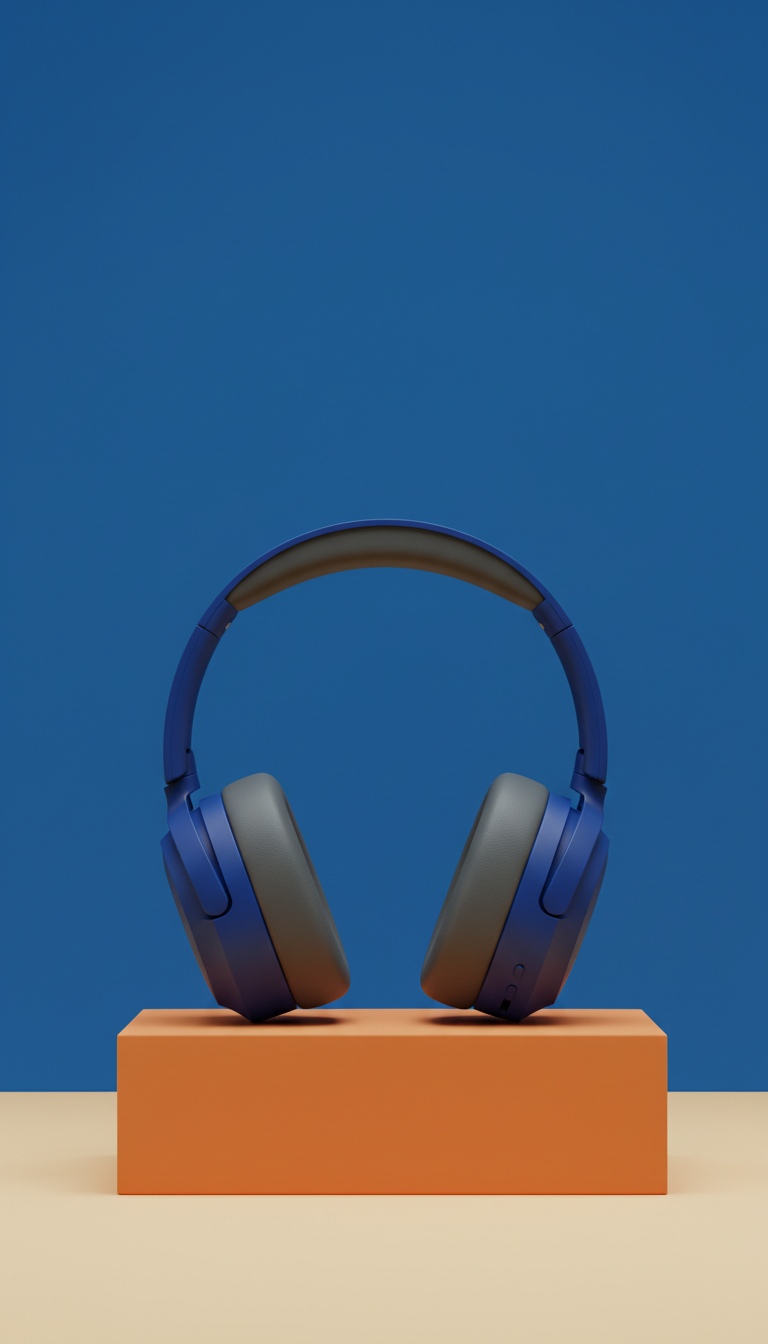 Wireless headphones in electric blue